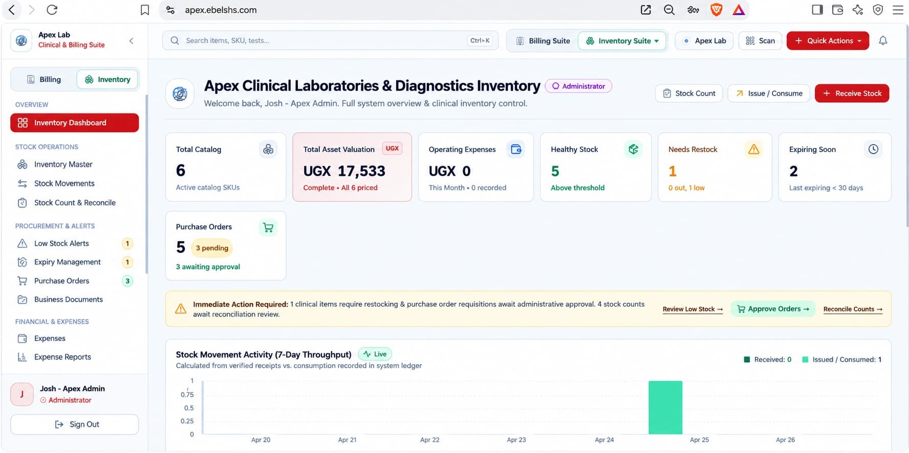 Ebelsha Laboratory Inventory System interface preview